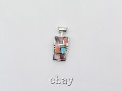 Native American Navajo Handmade Sterling Silver Multi Stone Pendant