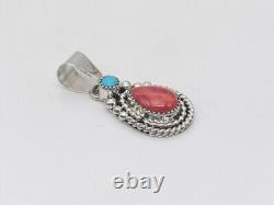 Native American Navajo Handmade Sterling Silver & Multi-Stone Pendant