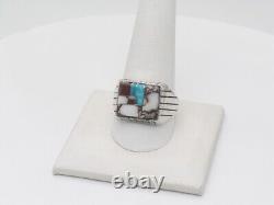Native American Navajo Handmade Sterling Silver Multi-Stone Ring Size 11.5