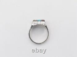 Native American Navajo Handmade Sterling Silver Multi-Stone Ring Size 11.5