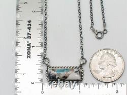 Native American Navajo Handmade Sterling Silver Multicolor Bar Necklace