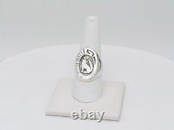 Native American Navajo Handmade Sterling Silver Overlay Wolf Ring Size 9.5