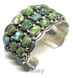 Native American Navajo Handmade Sterling Silver Sonoran Gold Turquoise Bracelet