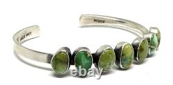 Native American Navajo Handmade Sterling Silver Sonoran Gold Turquoise Bracelet