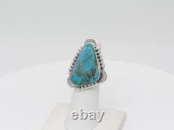 Native American Navajo Handmade Sterling Silver & Turquoise Adjustable Ring