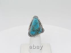 Native American Navajo Handmade Sterling Silver & Turquoise Adjustable Ring