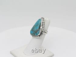 Native American Navajo Handmade Sterling Silver & Turquoise Adjustable Ring