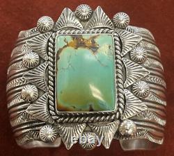 Native American Navajo Handmade Sterling Silver Turquoise Design Cuff/Bracelet