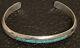 Native American Navajo Handmade Sterling Silver Turquoise Inlay Bracelet Cuff