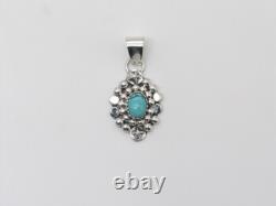 Native American Navajo Handmade Sterling Silver & Turquoise Pendant