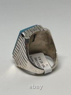 Native American Navajo Handmade Sterling Silver Turquoise Ring By Trevor Sz 8.5