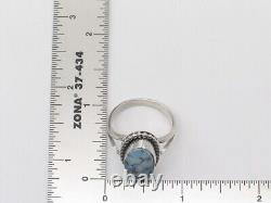 Native American Navajo Handmade Sterling Silver & Turquoise Ring Size 10