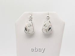 Native American Navajo Handmade Sterling Silver & White Buffalo Post Earrings