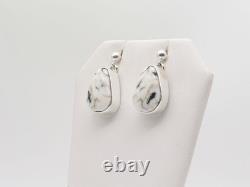 Native American Navajo Handmade Sterling Silver & White Buffalo Post Earrings