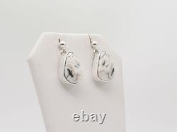 Native American Navajo Handmade Sterling Silver & White Buffalo Post Earrings