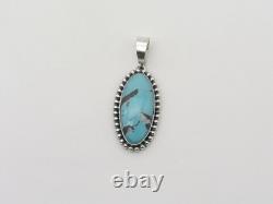 Native American Navajo Handmade Sterling Silver and Gobber Turquoise Pendant