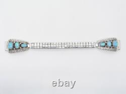 Native American Navajo Handmade Sterling Silver and Opalite Lady's Watch Tips