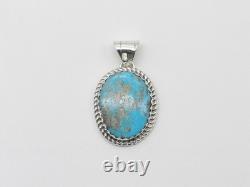 Native American Navajo Handmade Sterling Silver and Turquoise Pendant