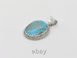 Native American Navajo Handmade Sterling Silver and Turquoise Pendant