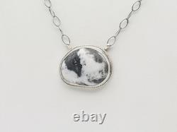 Native American Navajo Handmade Sterling Silver and White Buffalo Necklace