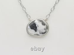Native American Navajo Handmade Sterling Silver and White Buffalo Necklace