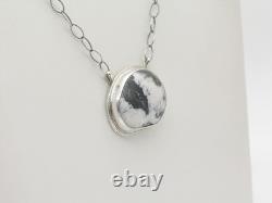 Native American Navajo Handmade Sterling Silver and White Buffalo Necklace