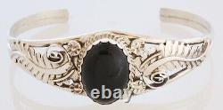 Native American Navajo Handmade Sterling Silver with Black Onyx Bracelet