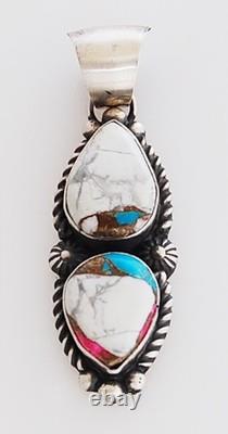 Native American Navajo Handmade Sterling Silver with Dahlia Pendant