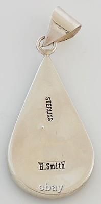 Native American Navajo Handmade Sterling Silver with Multi-Stone Inlay Pendant