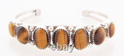 Native American Navajo Handmade Sterling Silver with Tiger's Eye Bracelet