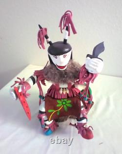 Native American Navajo Handmade Water Melon Clown Kachina 11.8 Fran Yazzie