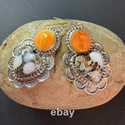 Native American Navajo Heart Wildhorse With Round Orange Spiney Oyster Shell