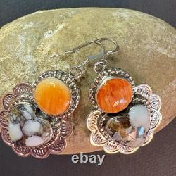 Native American Navajo Heart Wildhorse With Round Orange Spiney Oyster Shell