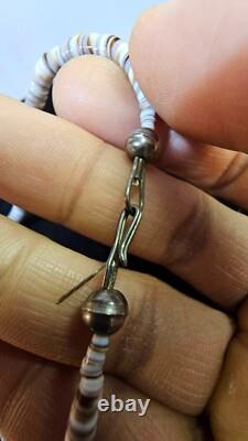 Native American Navajo Heishi turquoise Shell Sterling Silvr Ball Clasp Necklace