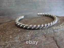 Native American Navajo Indian 3/16 Twisted Sterling Silver Bracelet by Tahe