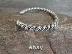 Native American Navajo Indian 3/16 Twisted Sterling Silver Bracelet by Tahe