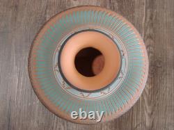 Native American Navajo Indian Hand Etched & Hand Painted Pottery M. Charlie