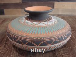 Native American Navajo Indian Hand Etched & Hand Painted Pottery M. Charlie