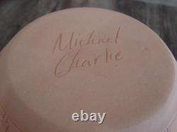Native American Navajo Indian Hand Etched & Hand Painted Pottery M. Charlie