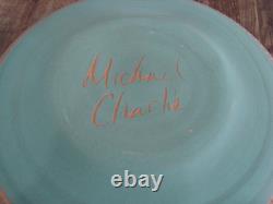 Native American Navajo Indian Hand Etched & Hand Painted Pottery M. Charlie