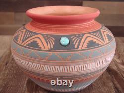 Native American Navajo Indian Hand Etched & Hand Painted Pottery Valencia