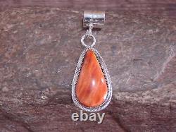 Native American Navajo Indian Sterling Silver & Spiny Oyster Pendant by Yazzie