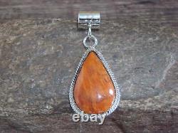 Native American Navajo Indian Sterling Silver & Spiny Oyster Pendant by Yazzie