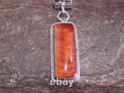 Native American Navajo Indian Sterling Silver & Spiny Oyster Pendant by Yazzie