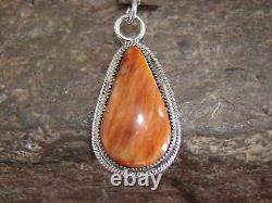 Native American Navajo Indian Sterling Silver & Spiny Oyster Pendant by Yazzie