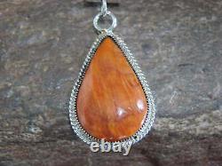 Native American Navajo Indian Sterling Silver & Spiny Oyster Pendant by Yazzie