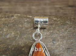 Native American Navajo Indian Sterling Silver & Spiny Oyster Pendant by Yazzie