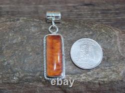 Native American Navajo Indian Sterling Silver & Spiny Oyster Pendant by Yazzie