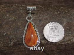 Native American Navajo Indian Sterling Silver & Spiny Oyster Pendant by Yazzie