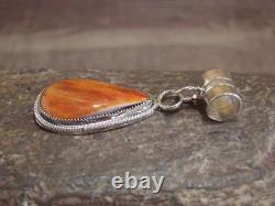 Native American Navajo Indian Sterling Silver & Spiny Oyster Pendant by Yazzie
